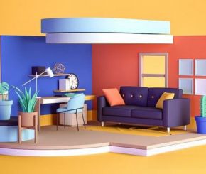 C4D卡通室内场景建模教程 Udemy – Creating An Animated Room For Motion Graphics With Cinema 4D