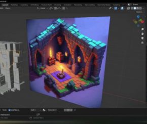 Blender三维像素化风格房间建模教程 Udemy – Creating a Voxel Style Castle Room