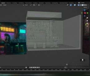 Blender酒吧场景建模教程 Udemy – Modeling a Cyberpunk Bar with Neon Aesthetics