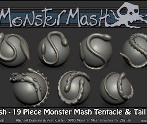 Zbrush笔刷-19组Monster Mash（触手）笔刷