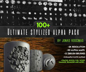 100+ Ultimate Stylized Alpha Pack by J Roscinas/Zbrush笔刷