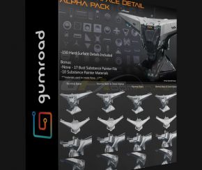 硬表面细节Alpha深度贴图 Gumroad – Hard Surface Detail Alpha Pack