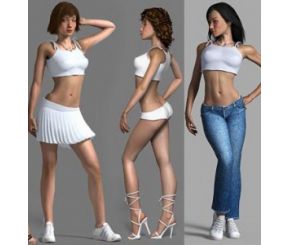 高精女人模型 带骨骼绑定 表情动画 (带贴图)