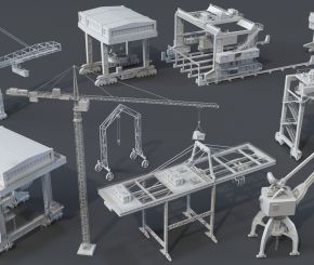 建筑起重机3D模型Cranes – 11 pieces