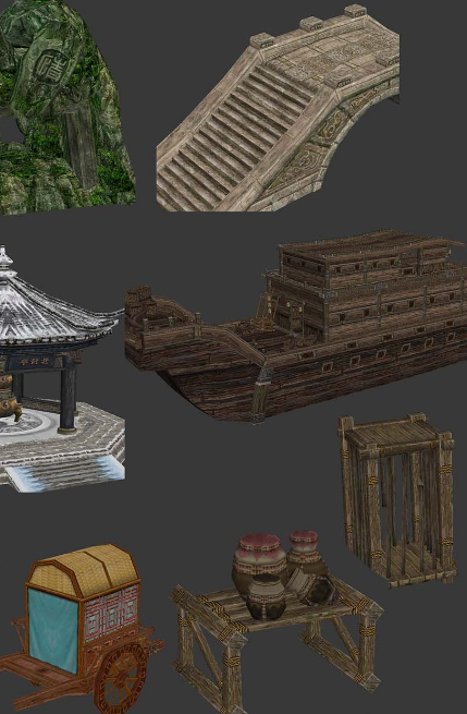 游戏美术资源古风场景道具模型3d素材贴图max源文件