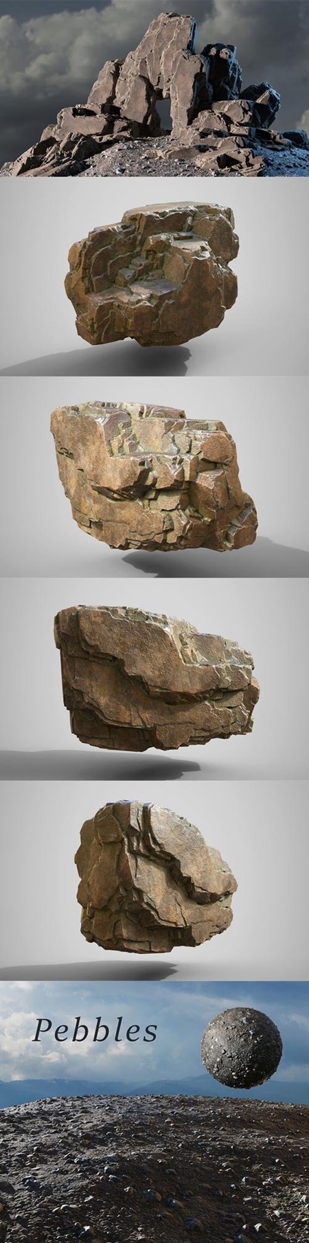 石头 石崖 Blocky Cliff 三维3D模型 下载.jpg