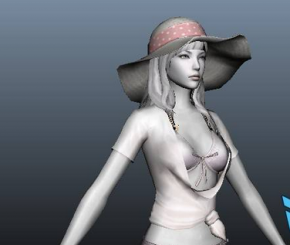 带帽子的妹子美女MAYA模型下载！