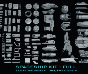 宇宙飞船战舰零部件3D模型Fi Kitbash