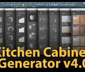 3DS MAX厨房模型生成预设插件 Kitchen Cabinet Generator 