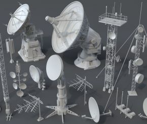 雷达信号塔3D模型 Antennas Part 1 and 2 – 40 pieces by Armen Manukyan