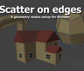 Blender边缘散布分布几何节点资产预设 Scatter On Edges