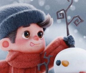 Blender卡通小孩雪人角色3D模型资产预设 Sticks & Snow