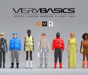 三维人物服装配饰3D模型 Digital Fashion VERYBASICS – VirtualWardrobe & Asset Pack – Blender & Marvelous Designer