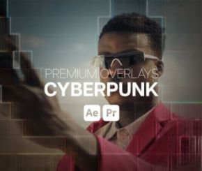 AE模板+PR预设-赛博朋克网格科技感背景叠加素材 Premium Overlays Cyberpunk