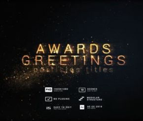 AE模板-庆典颁奖金色粒子文字片头 Awards and Greetings Particles Titles