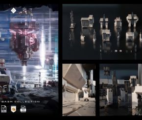 外太空未来科幻建筑3D模型 Space Base – 3D Kitbash Pack (Blender/FBX/OBJ格式)